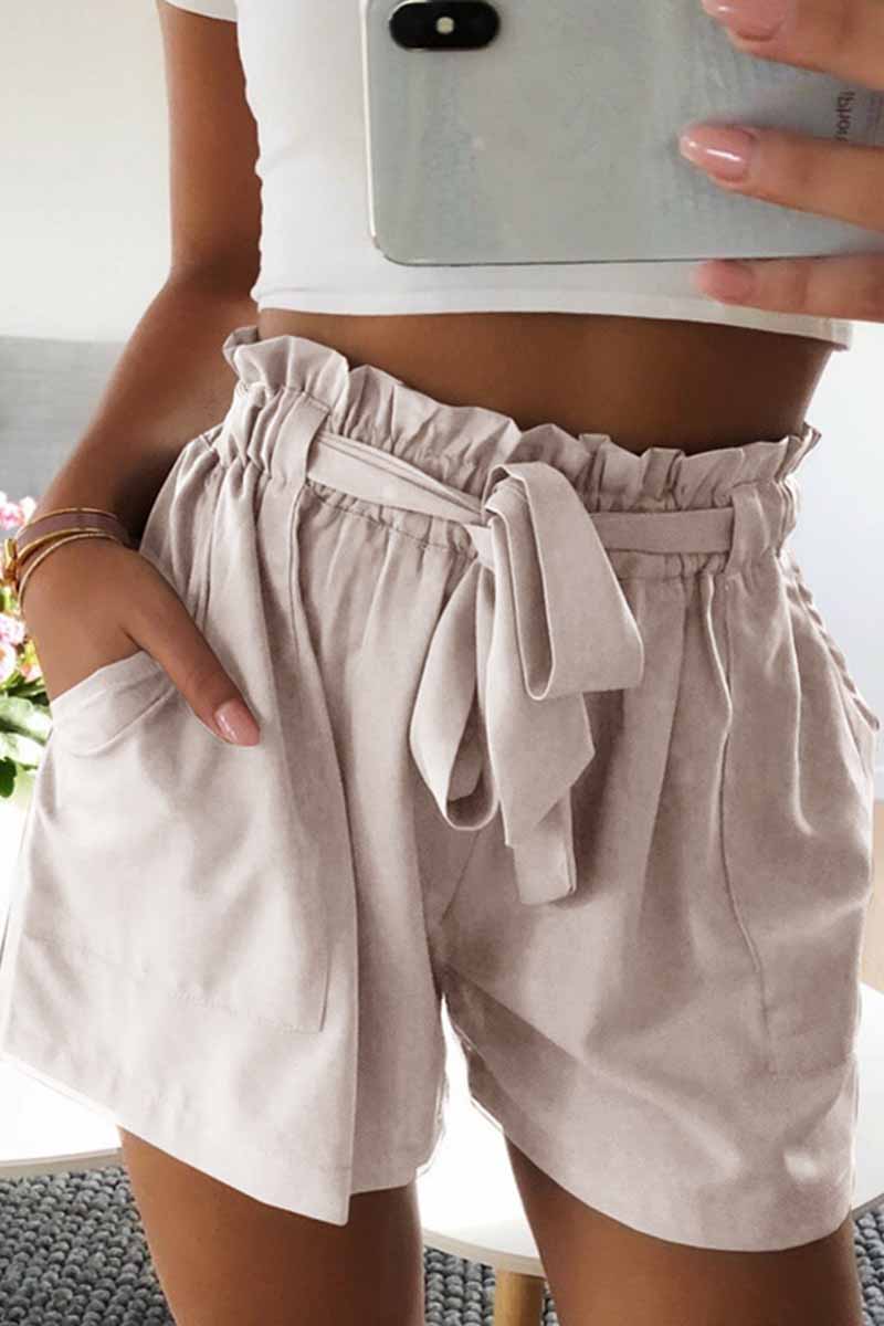 Casual Elastic Wide Leg Strap High Waist Shorts