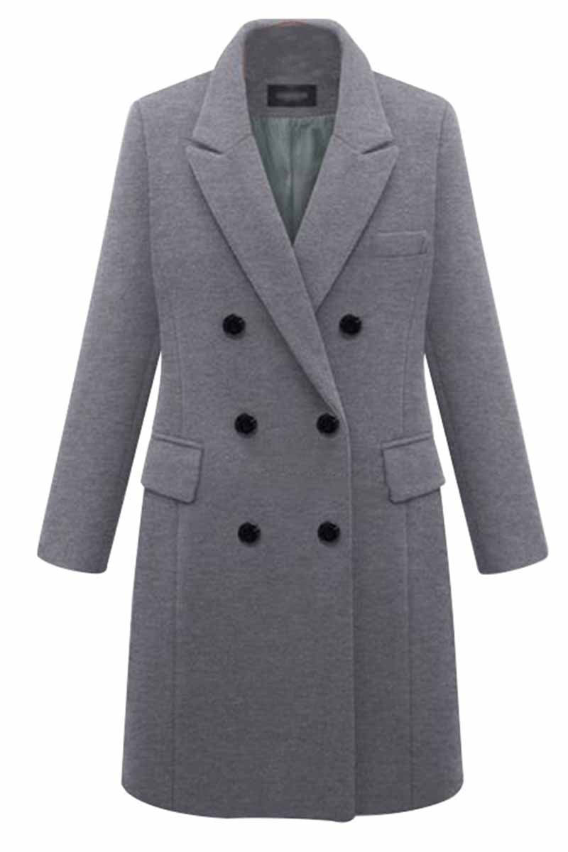 Thick Solid Color Button Coat