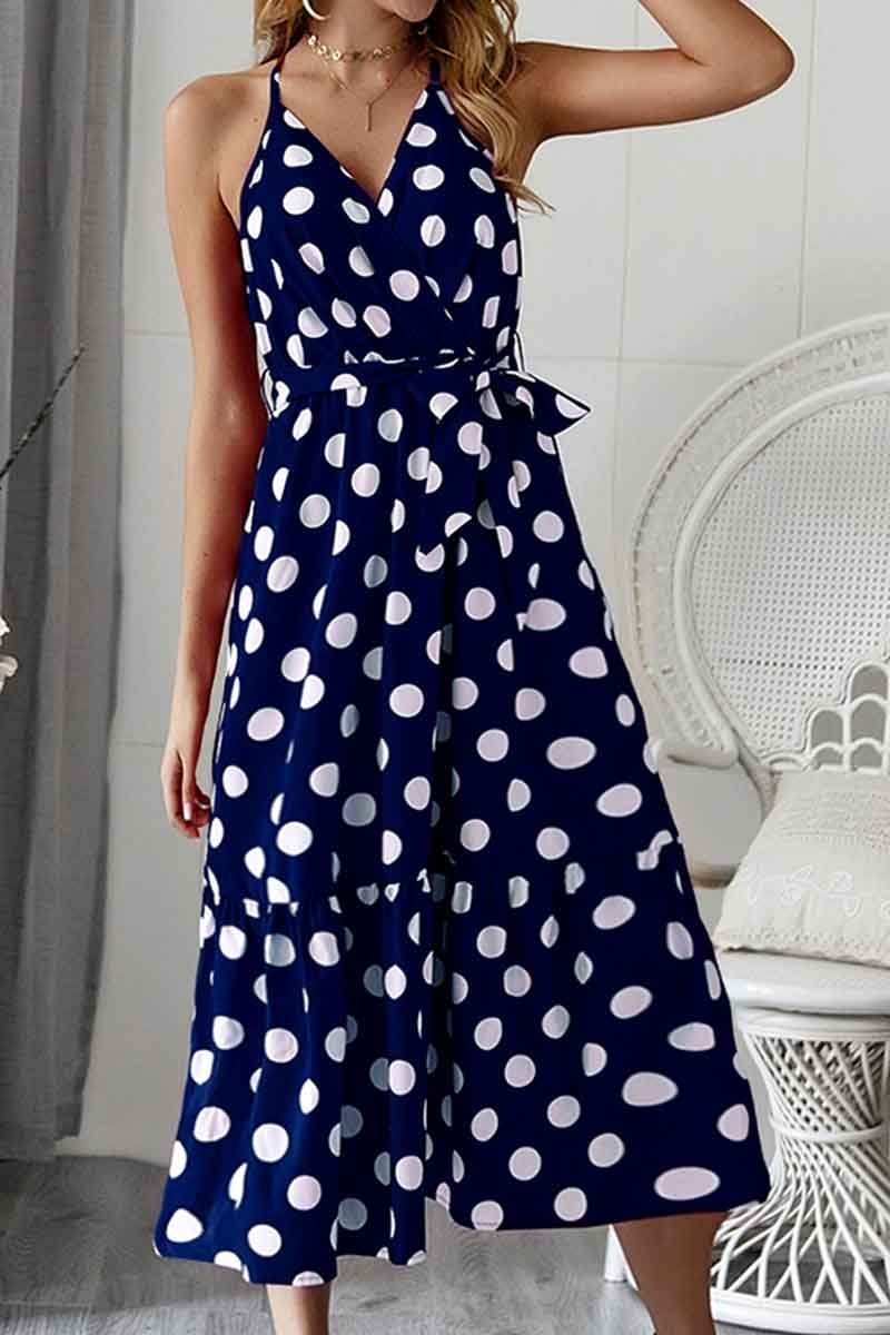 Polka Dot Strap Midi Dress(3 Colors)