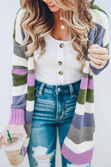 Rainbow Striped Sweater Cardigan
