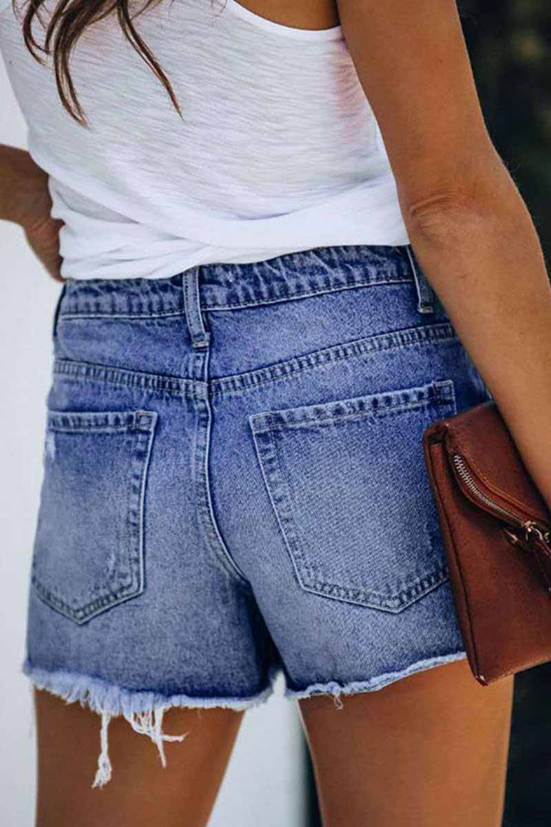 Ripped & Repaired Denim Shorts