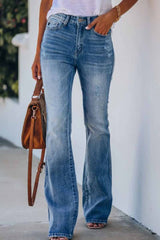 Women Jeans Mid Rise Fitted Make Old Denim Pants