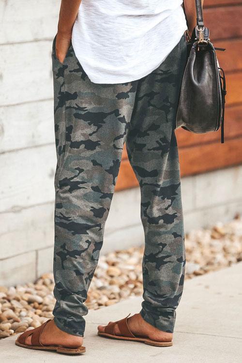 Camo Elastic Waist Pants