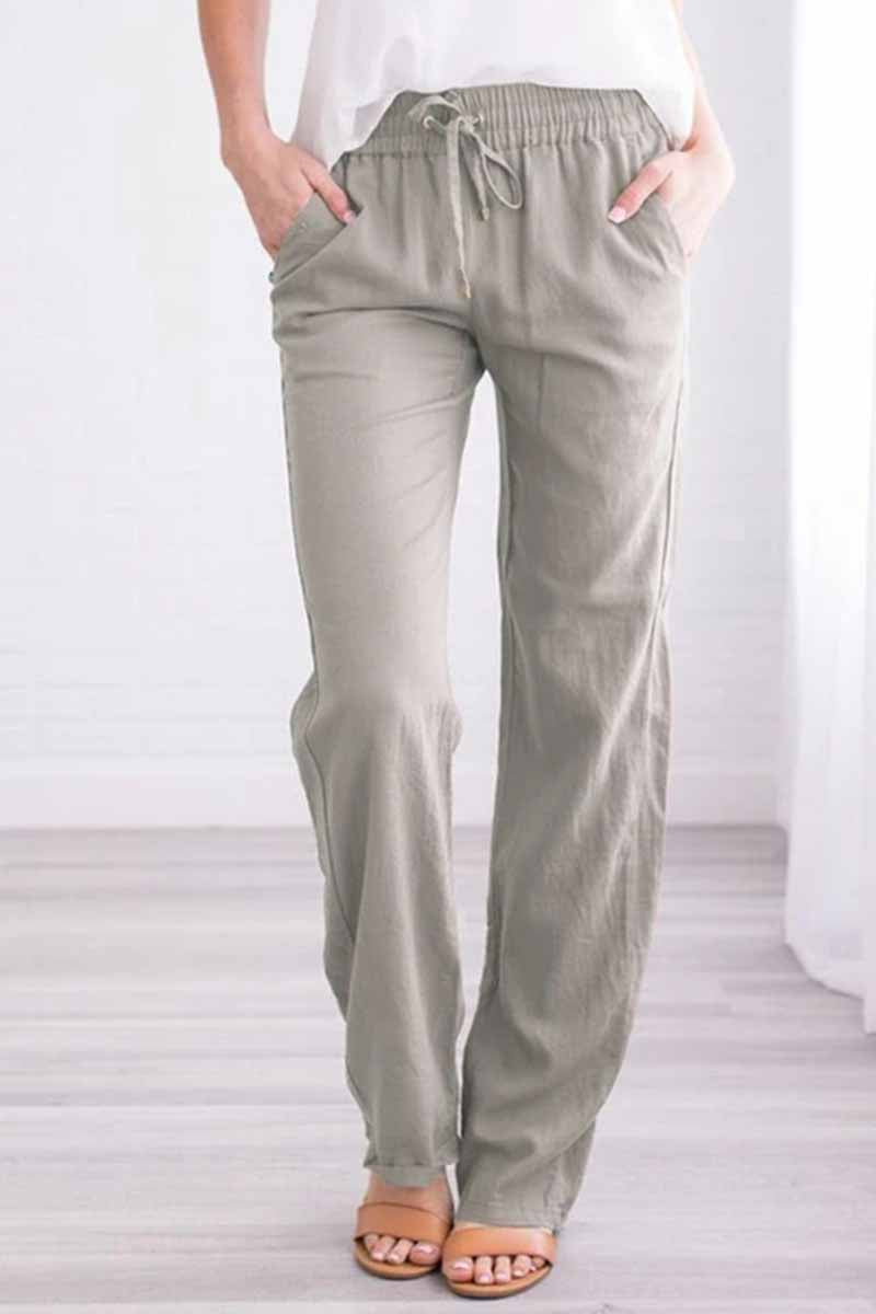 Pockets Drawstring Solid Loose Casual Fall Pants(6 Colors)