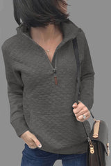 Fashion Solid Color Zipper Sweatshirt