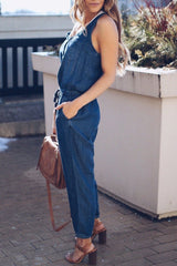 Scoop Neck Drawstring Sleeveless Jumpsuit