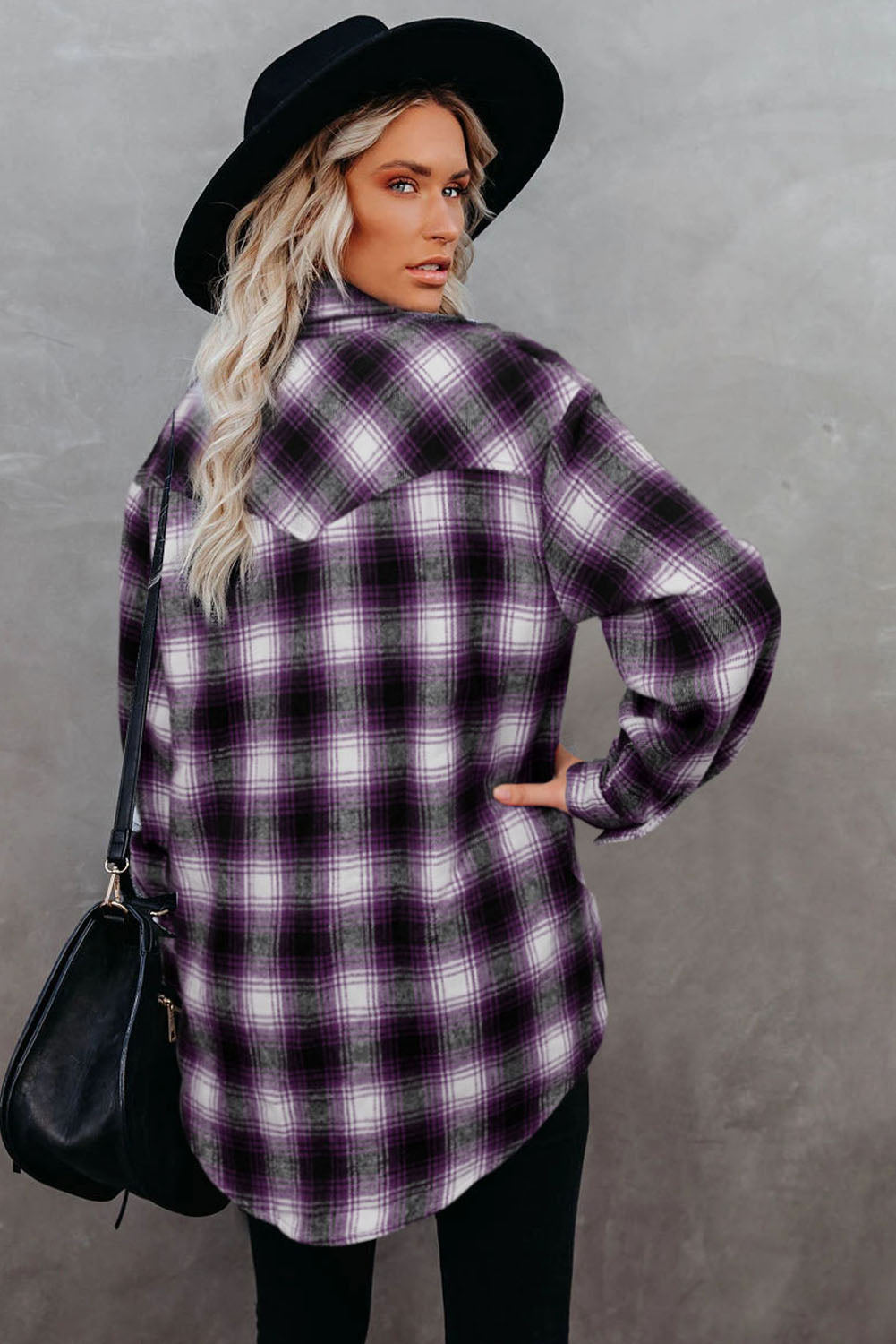 Buttons Pocketed Plaid Shacket