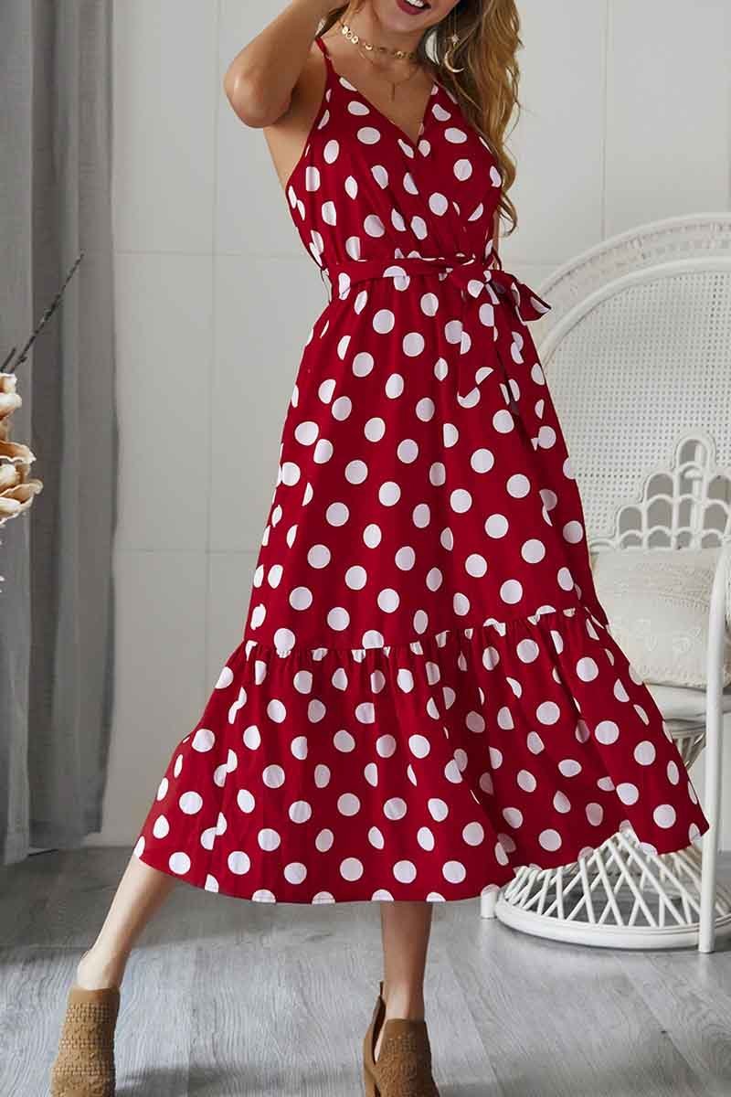 Polka Dot Strap Midi Dress(3 Colors)