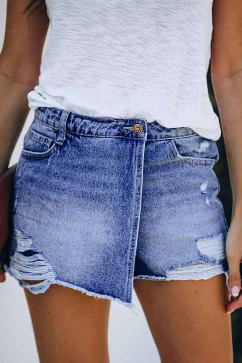 Ripped & Repaired Denim Shorts