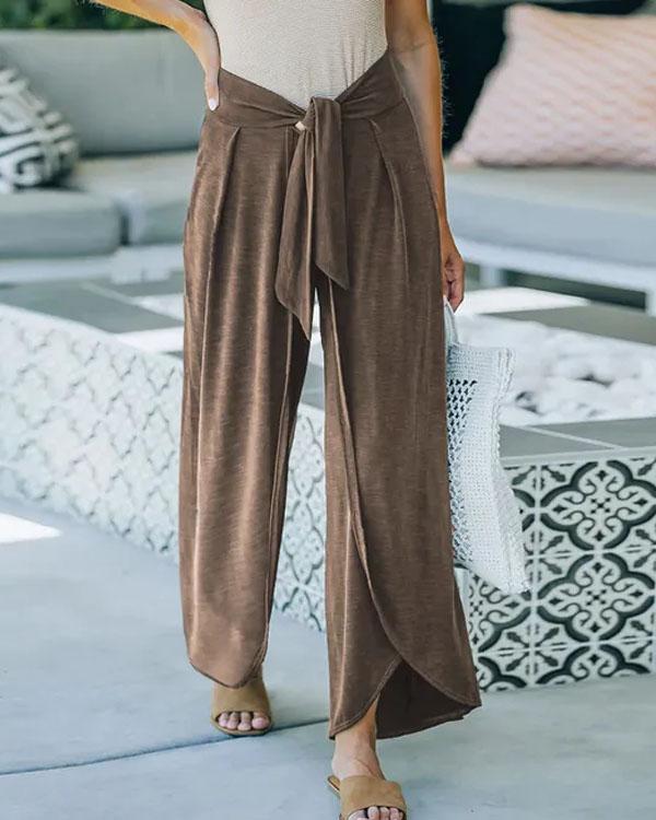 Tie Waist Wide Leg Loose Pants