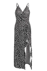 Print Floral Dot V Neck Dress