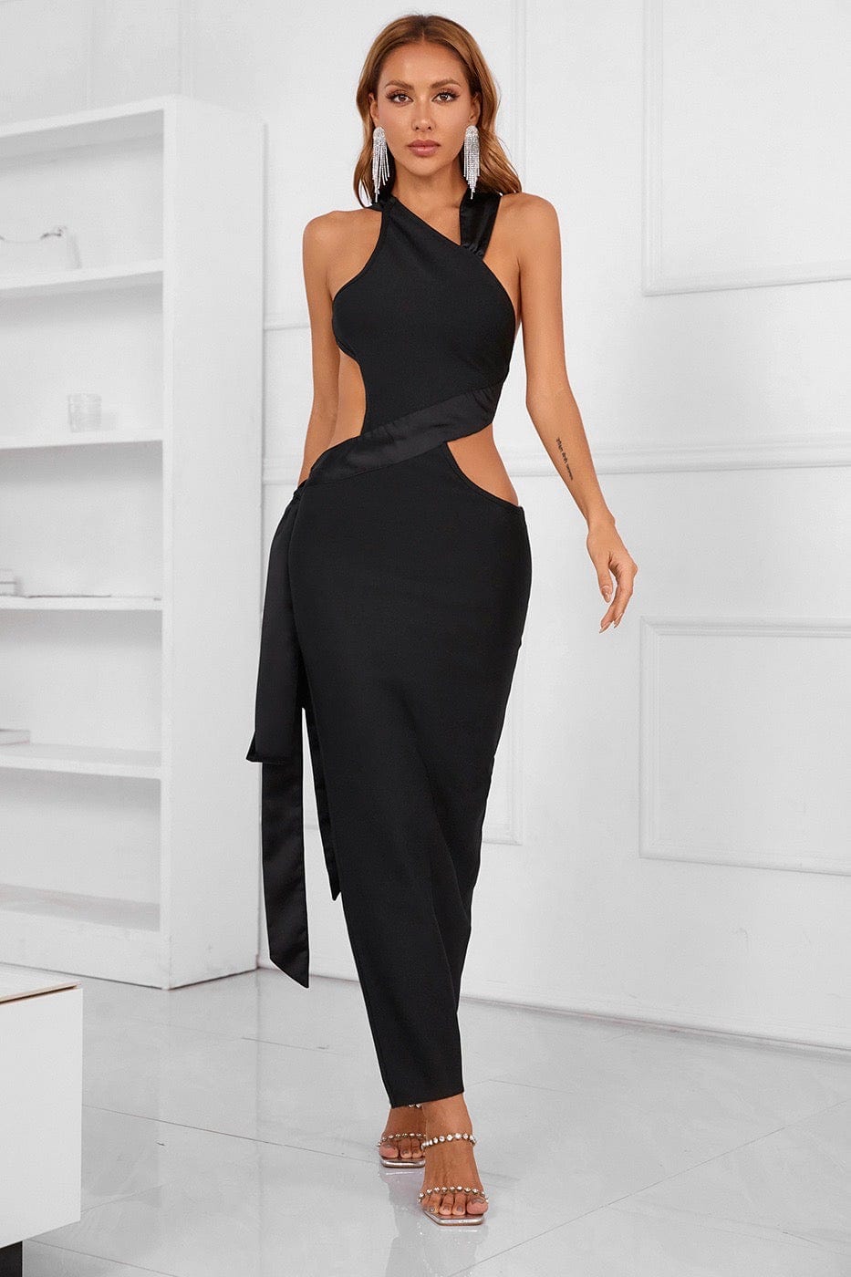 Tia Halter Asymmetric Bandage Dress