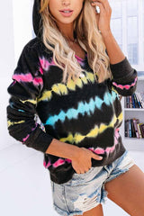 Color Striped Print Casual Hoodie