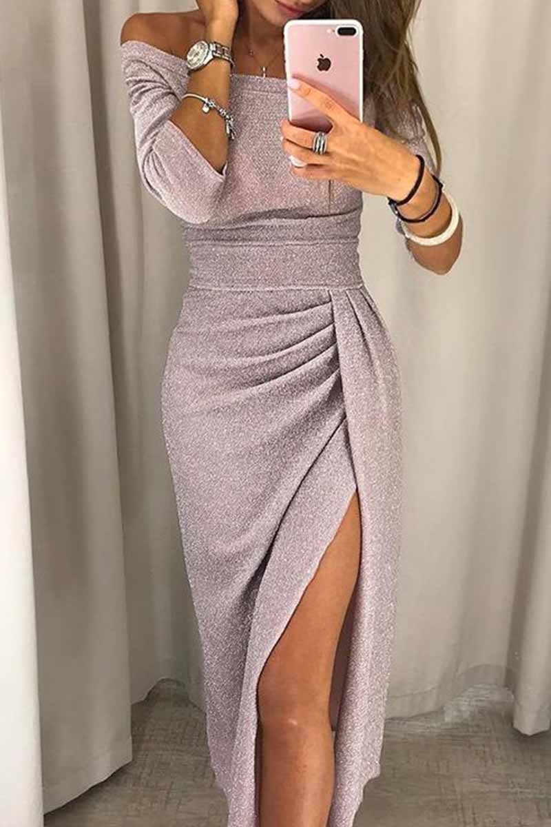 Wrap Hip Slit Collar Maxi Dresses(6 Colors)