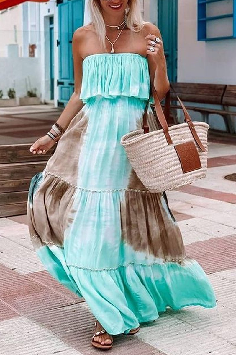 Tie Dye Print Sleeveless Tub Maxi Dress