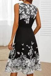 Butterfly Floral Print Sleeveless Dress