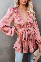 Ruffled V Neck Daisy Top