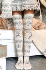 Christmas Over Knee High Knit Boot Stockings
