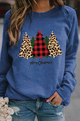 Casual Round Neck Christmas Tree Print Tops(5 Colors)