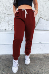 Casual Drawstring Waist Velvet Pants