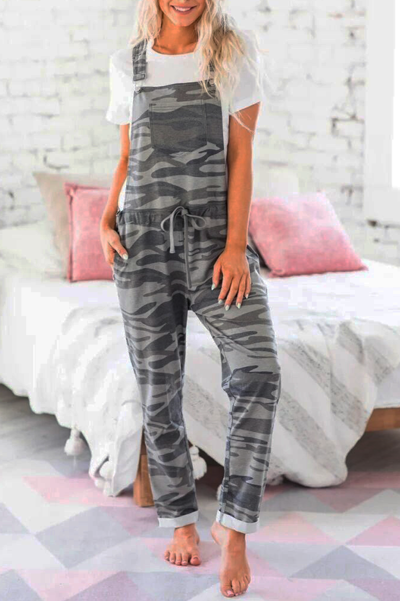 Camouflage Print Overall Jumpsuit