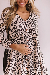 Ruffle Hem V-Neck Leopard Mini Dress