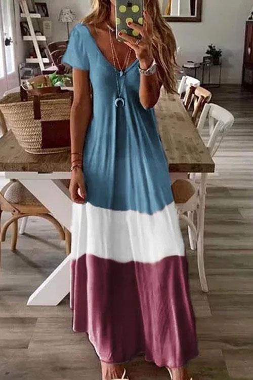 Color Block? Casual Maxi Dress