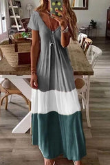 Color Block? Casual Maxi Dress