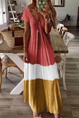 Color Block? Casual Maxi Dress