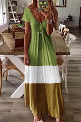 Color Block? Casual Maxi Dress