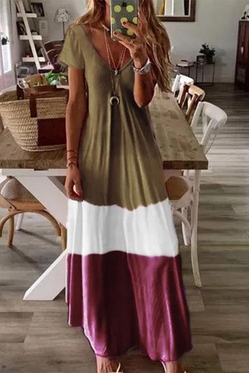 Color Block? Casual Maxi Dress