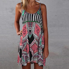 Bohemian Geometric Print Beach Dress