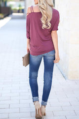 Casual Solid Color Cold Shoulder Contracted Style Blouse