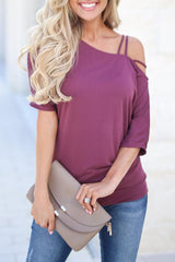 Casual Solid Color Cold Shoulder Contracted Style Blouse