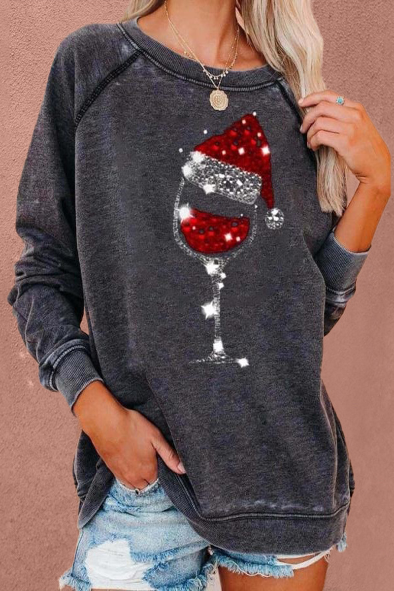 Christmas Hat Round Neck Sweatshirt