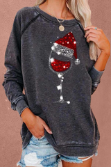 Christmas Hat Round Neck Sweatshirt