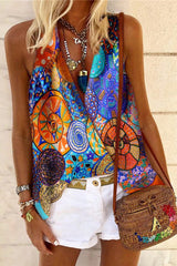 Colorful Pattern Print V-Neck Camisole