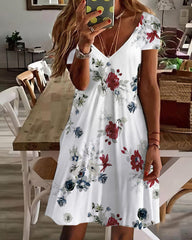 Sexy V-Neck Loose Print Dress