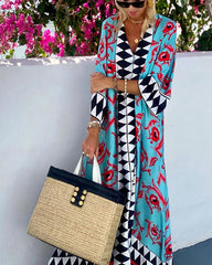 Fashion Ethnic Style Mid-sleeve Holiday Dress