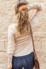 Pure Color Large Size Loose Cuff Lace Shirt(3 Colors)