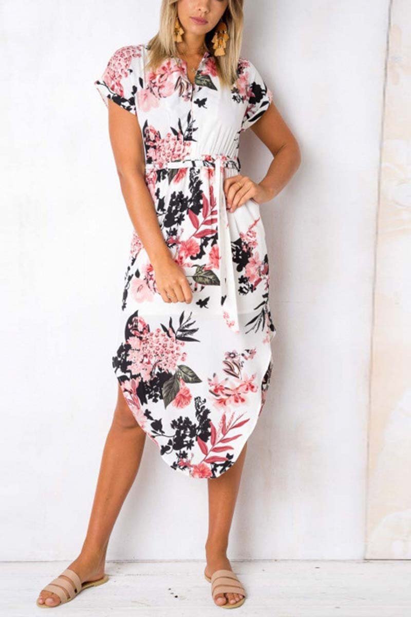 Trendy Printed Asymmetrical Midi Dress(4 colors)