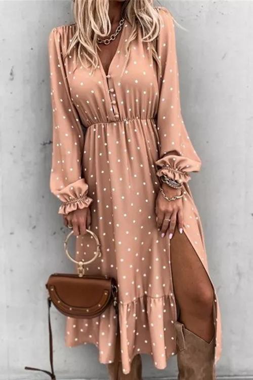 Polka Dots flouncing Maxi Dress