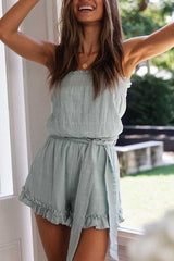 Ruffled Cotton Romper(2 Colors)