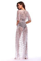 See Through Sparkle Sequins Bikini Cover Up