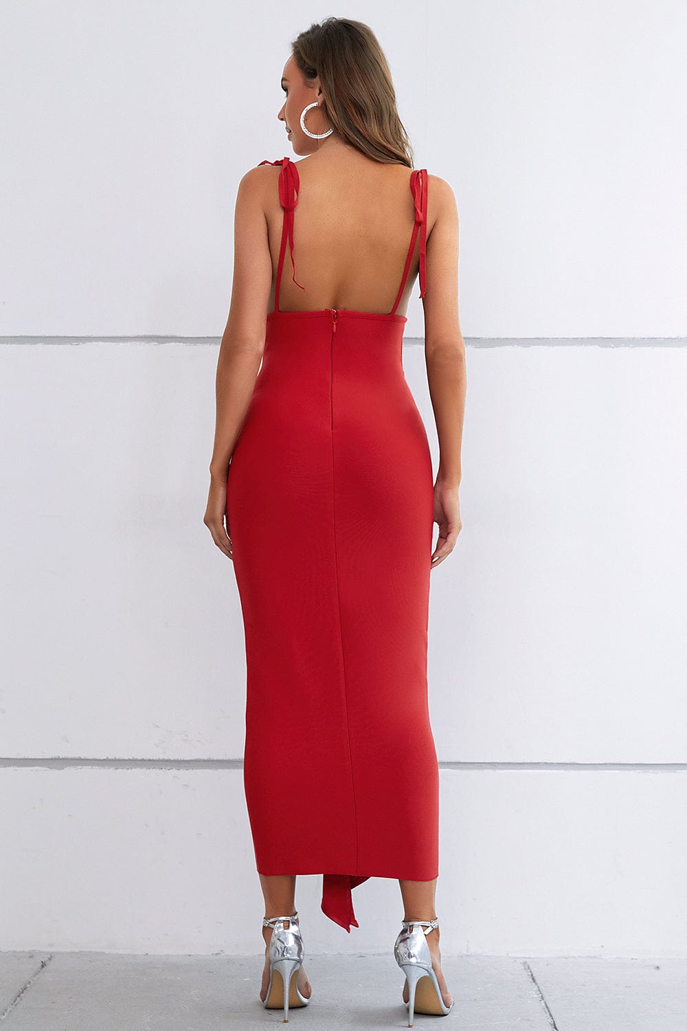 Verdandi Plunging Draped Evening Bandage Dress