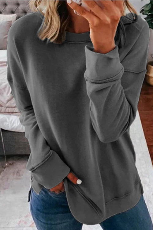 Candice Crewneck Long Sleeve Solid Sweatshirt