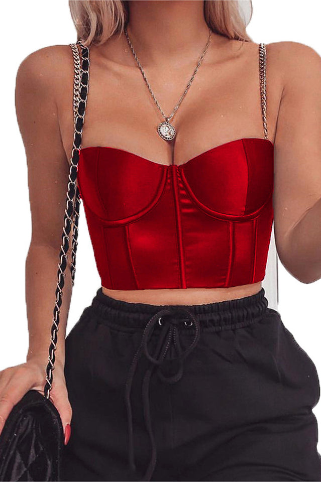 Chain Strap Bustier Crop Top