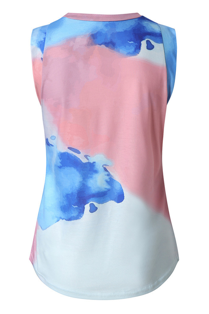 Tie Dye Round Neck Sleeveless Top