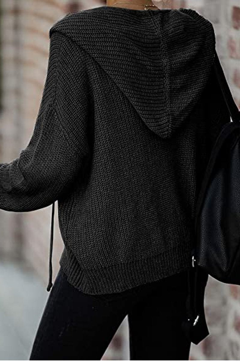Zipper Casual Sweater Hooded Coat