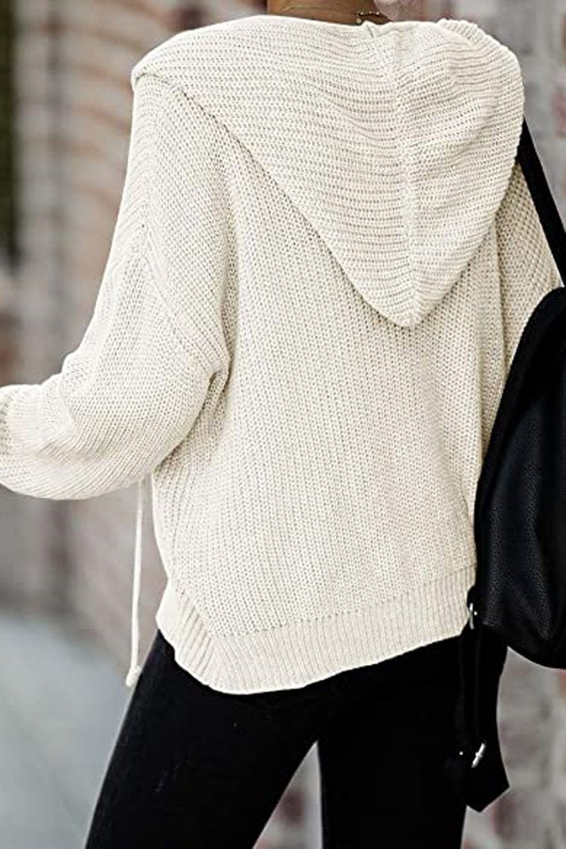 Zipper Casual Sweater Hooded Coat